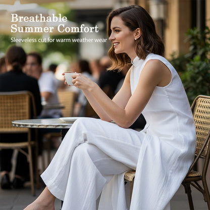 Einfarbiges High-Low-Oberteil und Hose, 2-teiliges Set