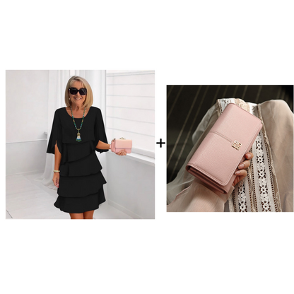 🌸Frühlingssale 50% RABATT🎁👗Elegantes Damenkleid mit gestuften Rüschenärmeln – Müheloser Stil für jeden Anlass💃