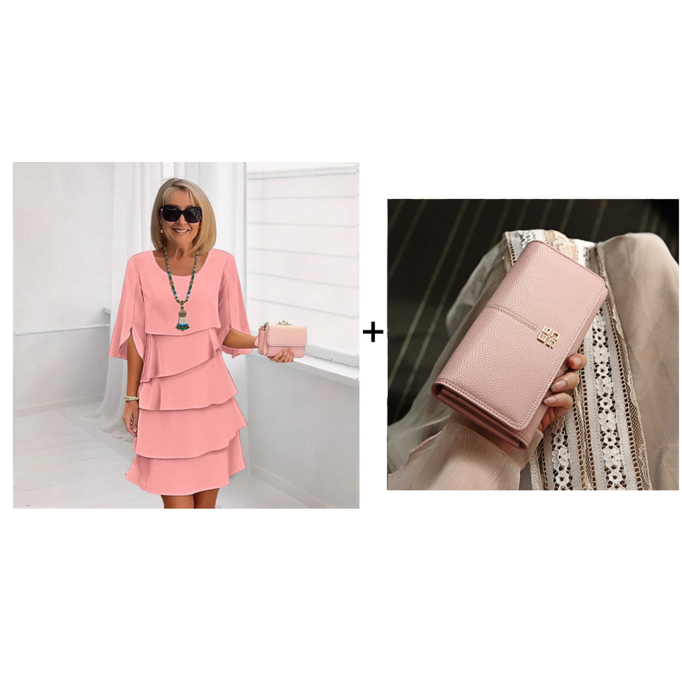 🌸Frühlingssale 50% RABATT🎁👗Elegantes Damenkleid mit gestuften Rüschenärmeln – Müheloser Stil für jeden Anlass💃