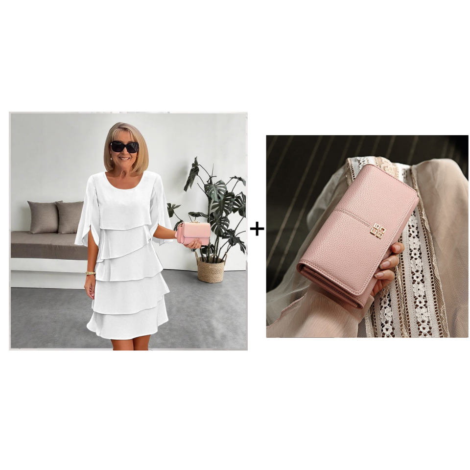🌸Frühlingssale 50% RABATT🎁👗Elegantes Damenkleid mit gestuften Rüschenärmeln – Müheloser Stil für jeden Anlass💃