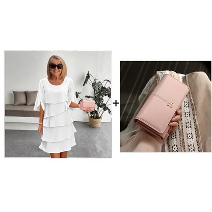 🌸Frühlingssale 50% RABATT🎁👗Elegantes Damenkleid mit gestuften Rüschenärmeln – Müheloser Stil für jeden Anlass💃