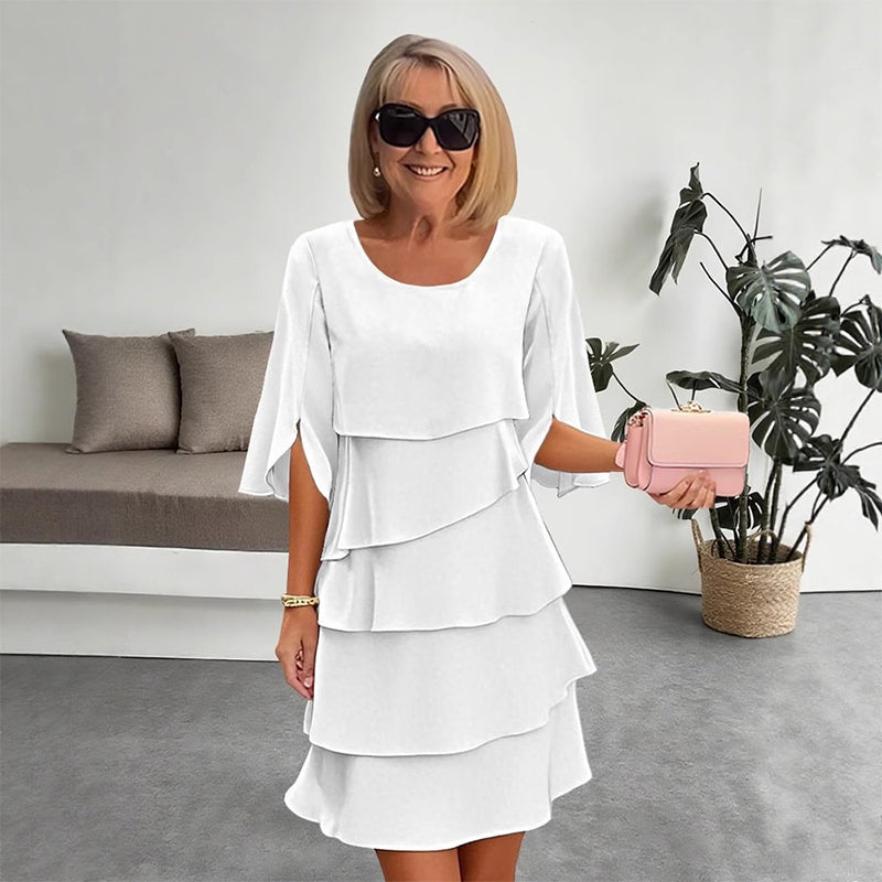 🌸Frühlingssale 50% RABATT🎁👗Elegantes Damenkleid mit gestuften Rüschenärmeln – Müheloser Stil für jeden Anlass💃