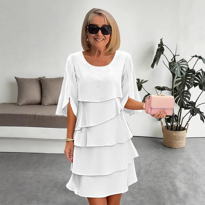 🌸Frühlingssale 50% RABATT🎁👗Elegantes Damenkleid mit gestuften Rüschenärmeln – Müheloser Stil für jeden Anlass💃