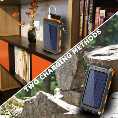 🔥10000mAh Portable Solar Power Bank, Solar Powered Charger with Dual LED Flashlights, Power Bank for Travel, Camping⚡