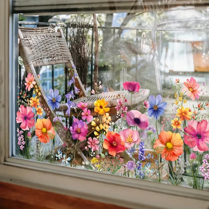 ✨LAST DAY SALE 50% OFF!💐Colorful Floral Bouquet Window Sticker🖼️