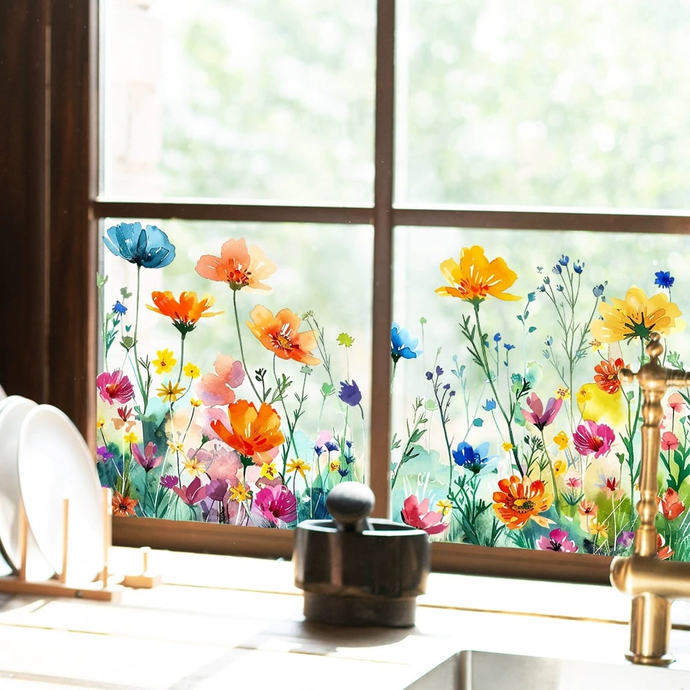 ✨LAST DAY SALE 50% OFF!💐Colorful Floral Bouquet Window Sticker🖼️