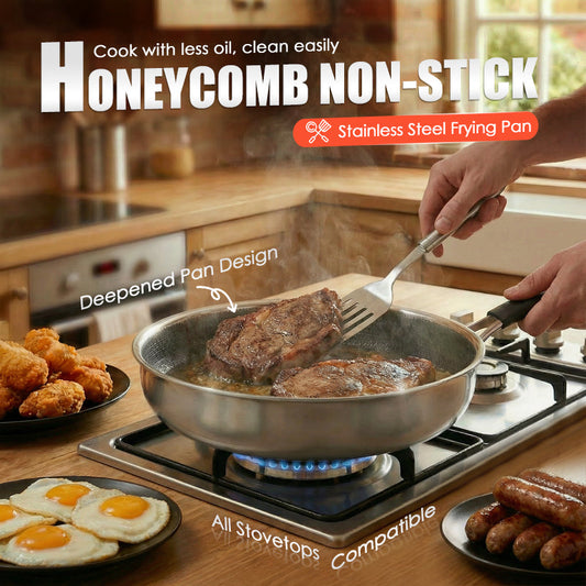 💥✨Limited-time 50% Off 🍳Honeycomb Non-Stick Stainless Steel Frying Pan