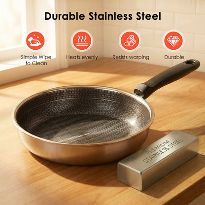 💥✨Limited-time 50% Off 🍳Honeycomb Non-Stick Stainless Steel Frying Pan