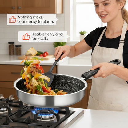 💥✨Limited-time 50% Off 🍳Honeycomb Non-Stick Stainless Steel Frying Pan