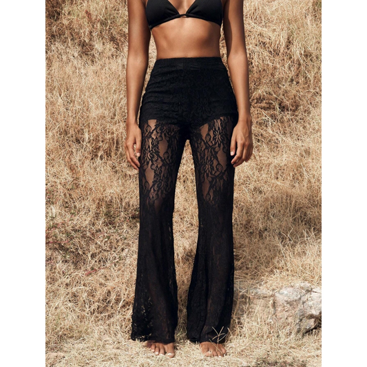 🥳2026 Hot Seller🥳💞 Sales exceeded 50,000! 💥👵👖 54% Off! High-waisted Lace Flared Pants—Elegant And Comfortable, Tummy-friendly Design, Elastic Waistband, Easy To Put On And Take Off. 🌸✨