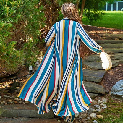 Women's two-piece set: long-sleeved striped jumpsuit + pants