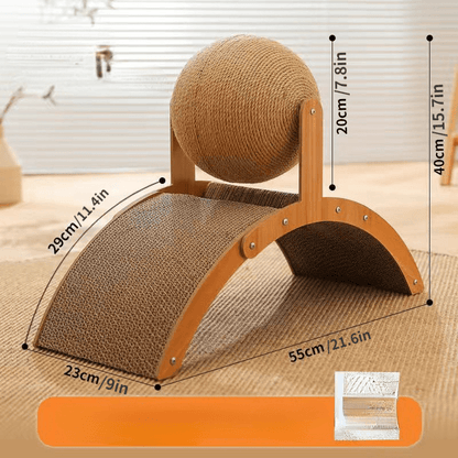 🐱 50% OFF NOW! 💖 Natural Sisal Cat Scratching Ball With Cardboard Pad – Satisfies Scratching, Durable Sisal & Protects Furniture 🧶