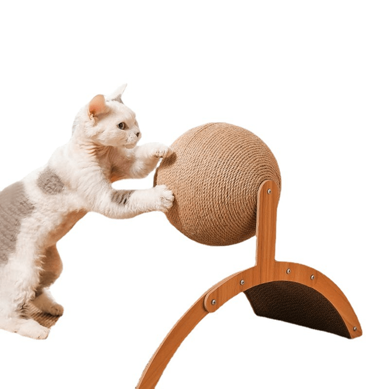 🐱 50% OFF NOW! 💖 Natural Sisal Cat Scratching Ball With Cardboard Pad – Satisfies Scratching, Durable Sisal & Protects Furniture 🧶