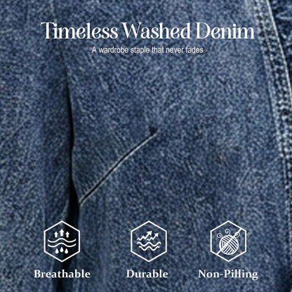 🥳2026 HOT SALE🥳💞50K+ SOLD!👵☀️ 50% OFF! Open-Front Denim Jacket – No buttons, Easy on/off. Flattering Ruffle Trim, Breathable Fabric. Classic Blue Wash. A Versatile Wardrobe Staple. 🌿✅