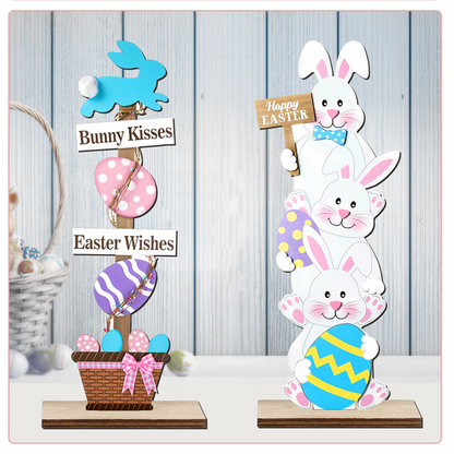 💥50% Off ✨Stacked Bunny Easter Wooden Table Decor 🐰 Hop Into The Easter Spirit! 🌸