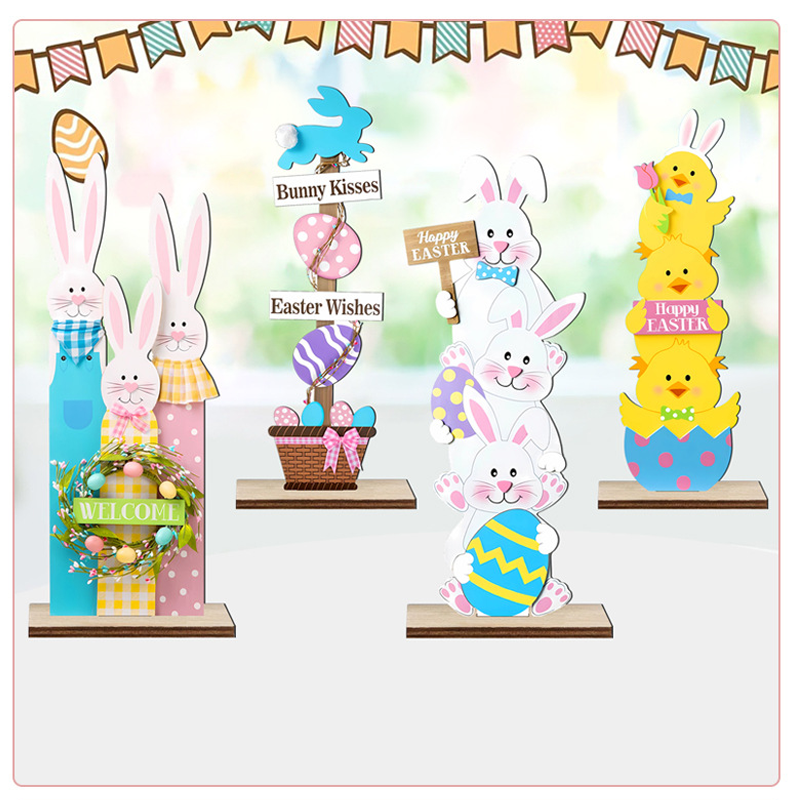 💥50% Off ✨Stacked Bunny Easter Wooden Table Decor 🐰 Hop Into The Easter Spirit! 🌸