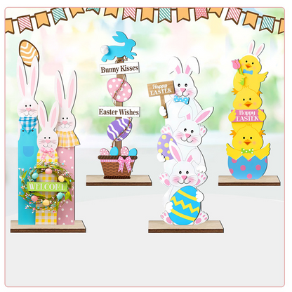 💥50% Off ✨Stacked Bunny Easter Wooden Table Decor 🐰 Hop Into The Easter Spirit! 🌸