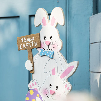 💥50% Off ✨Stacked Bunny Easter Wooden Table Decor 🐰 Hop Into The Easter Spirit! 🌸