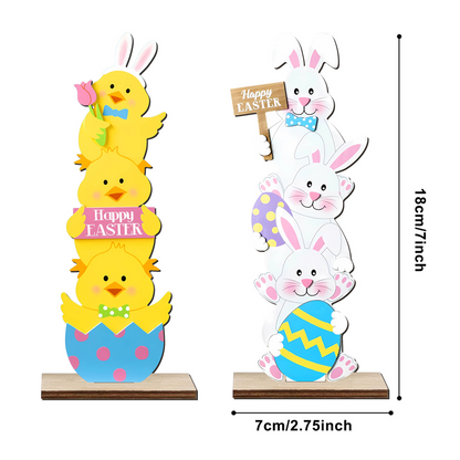 💥50% Off ✨Stacked Bunny Easter Wooden Table Decor 🐰 Hop Into The Easter Spirit! 🌸