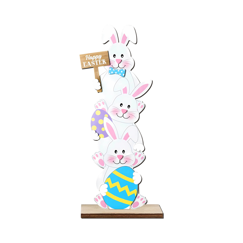 💥50% Off ✨Stacked Bunny Easter Wooden Table Decor 🐰 Hop Into The Easter Spirit! 🌸