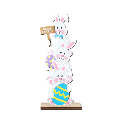 💥50% Off ✨Stacked Bunny Easter Wooden Table Decor 🐰 Hop Into The Easter Spirit! 🌸