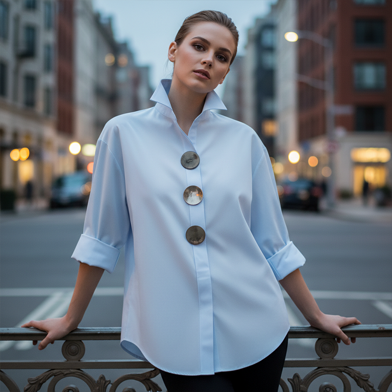 💥50% Off ✨Women's Oversized Button-Down Shirt with Statement Buttons ✨ Show Your Elegance
