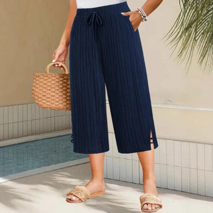 👖 JETZT 60 % RABATT! 🌿 Gerippte weite Caprihose – elastischer Bund, bequeme Passform & perfekt für den Alltag ✨