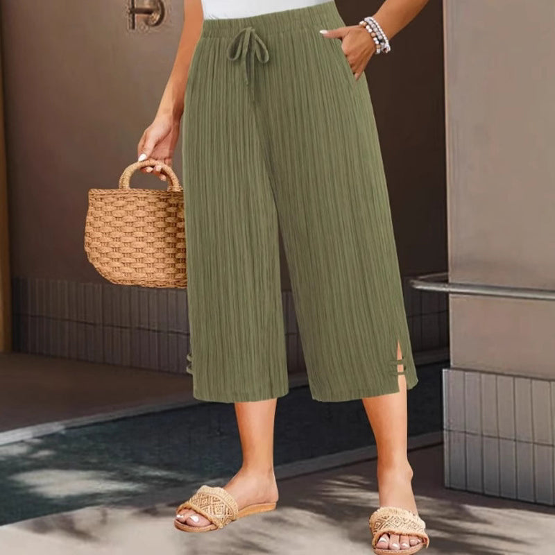 👖 JETZT 60 % RABATT! 🌿 Gerippte weite Caprihose – elastischer Bund, bequeme Passform & perfekt für den Alltag ✨