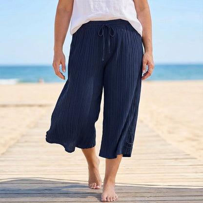 👖 JETZT 60 % RABATT! 🌿 Gerippte weite Caprihose – elastischer Bund, bequeme Passform & perfekt für den Alltag ✨