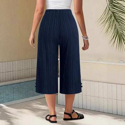 👖 JETZT 60 % RABATT! 🌿 Gerippte weite Caprihose – elastischer Bund, bequeme Passform & perfekt für den Alltag ✨