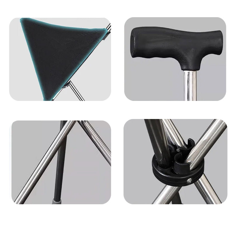 🦯2-in-1 Foldable Cane With Chair🌟 Freedom To Walk, Rest, And Explore With Ease!