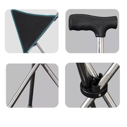 🦯2-in-1 Foldable Cane With Chair🌟 Freedom To Walk, Rest, And Explore With Ease!