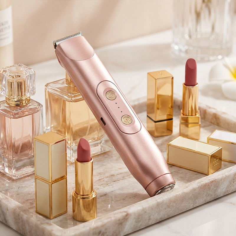 🚨 Rosa ist WEG!! SCHNELL HANDELN ⚡Bikini-Trimmer für Frauen, Elektrorasierer und Rasierer wiederaufladbar, 2-in-1-Körper- und Gesichtsepilierer, Achselhöhlen und Beine, IPX7 wasserdicht