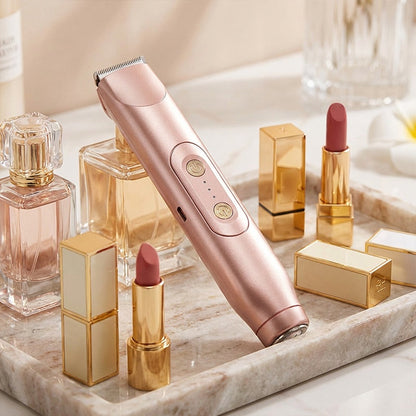 🚨 Rosa ist WEG!! SCHNELL HANDELN ⚡Bikini-Trimmer für Frauen, Elektrorasierer und Rasierer wiederaufladbar, 2-in-1-Körper- und Gesichtsepilierer, Achselhöhlen und Beine, IPX7 wasserdicht