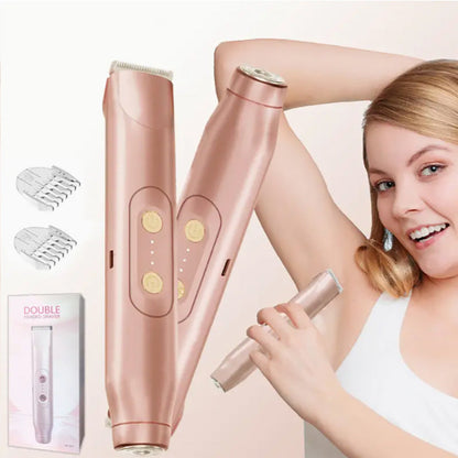 🚨 Rosa ist WEG!! SCHNELL HANDELN ⚡Bikini-Trimmer für Frauen, Elektrorasierer und Rasierer wiederaufladbar, 2-in-1-Körper- und Gesichtsepilierer, Achselhöhlen und Beine, IPX7 wasserdicht