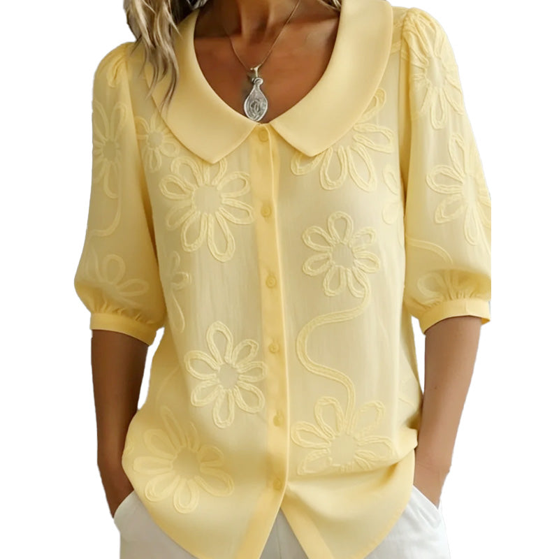 🌸Spring Sale 50% OFF 🌟Embroidered Floral Retro Collar Shirt ✨Effortlessly Elegant