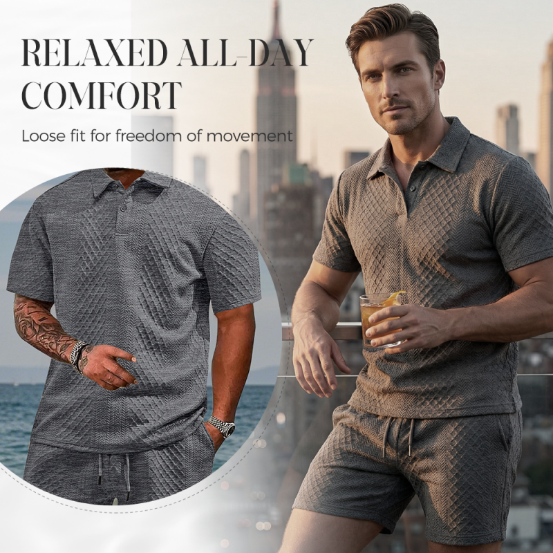 🥳HOT SALE—50% OFF! 🥳💞Men's Diamond Print 2-Piece Set – Ready in seconds! Soft, breathable top with easy shorts. No fuss, just style. Perfect for garden BBQs or coffee dates. ☀️👕