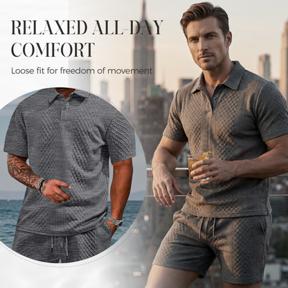 🥳HOT SALE—50% OFF! 🥳💞Men's Diamond Print 2-Piece Set – Ready in seconds! Soft, breathable top with easy shorts. No fuss, just style. Perfect for garden BBQs or coffee dates. ☀️👕