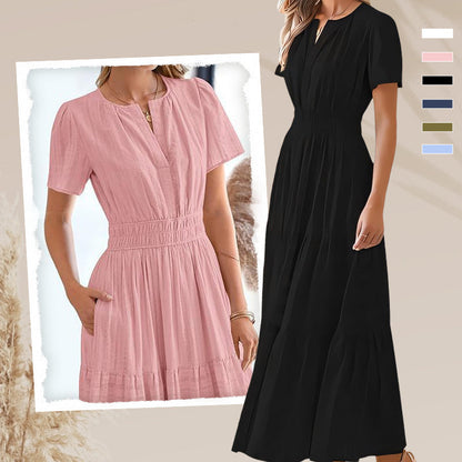 💕MEGA SALE 55% RABATT💕Böhmisch schickes Damen-Maxikleid mit gesmokter Taille