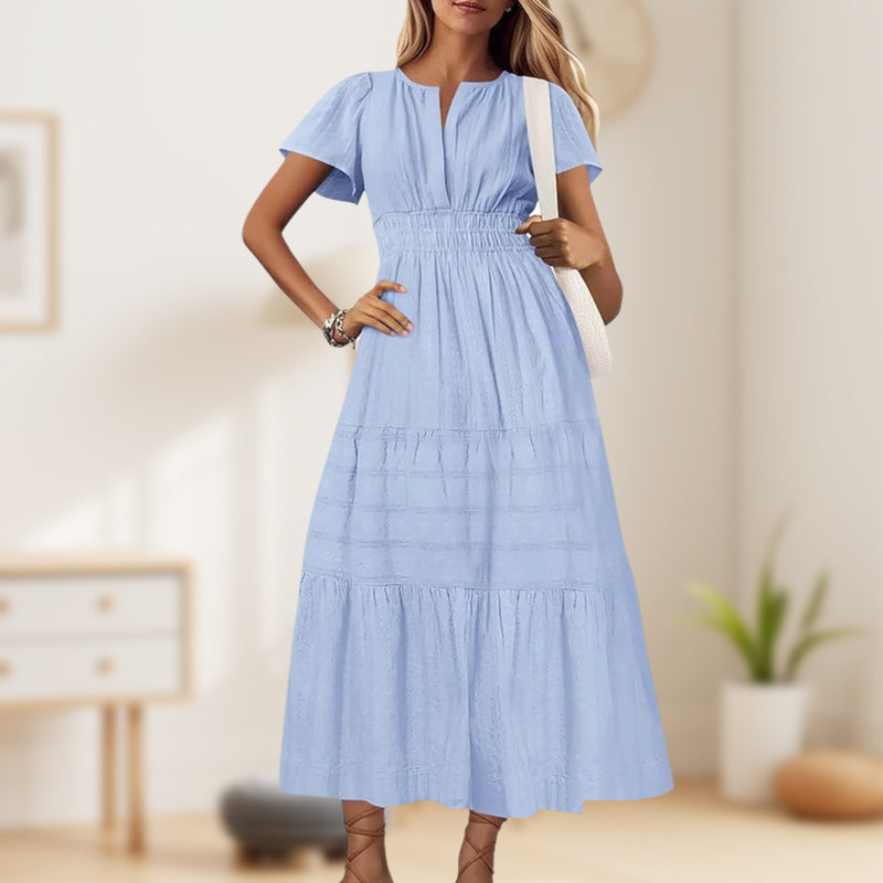 💕MEGA SALE 55% RABATT💕Böhmisch schickes Damen-Maxikleid mit gesmokter Taille