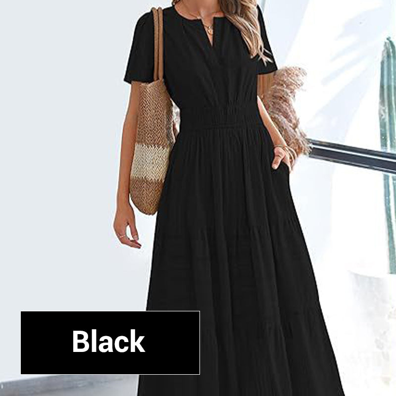 💕MEGA SALE 55% RABATT💕Böhmisch schickes Damen-Maxikleid mit gesmokter Taille