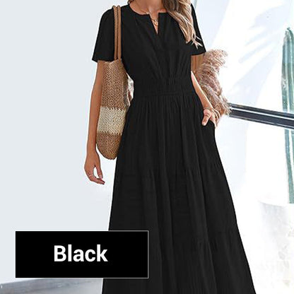 💕MEGA SALE 55% RABATT💕Böhmisch schickes Damen-Maxikleid mit gesmokter Taille