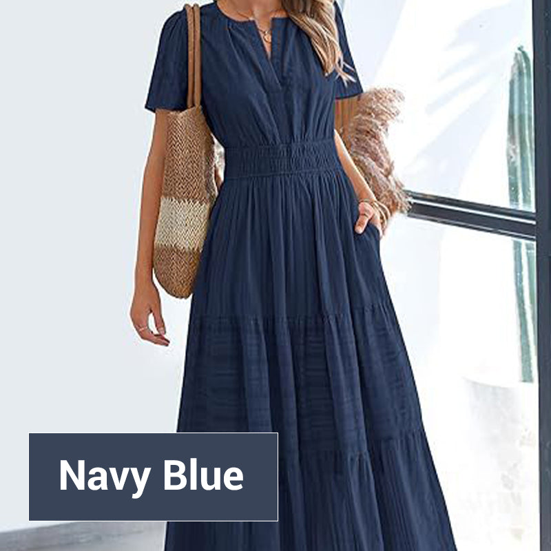 💕MEGA SALE 55% RABATT💕Böhmisch schickes Damen-Maxikleid mit gesmokter Taille