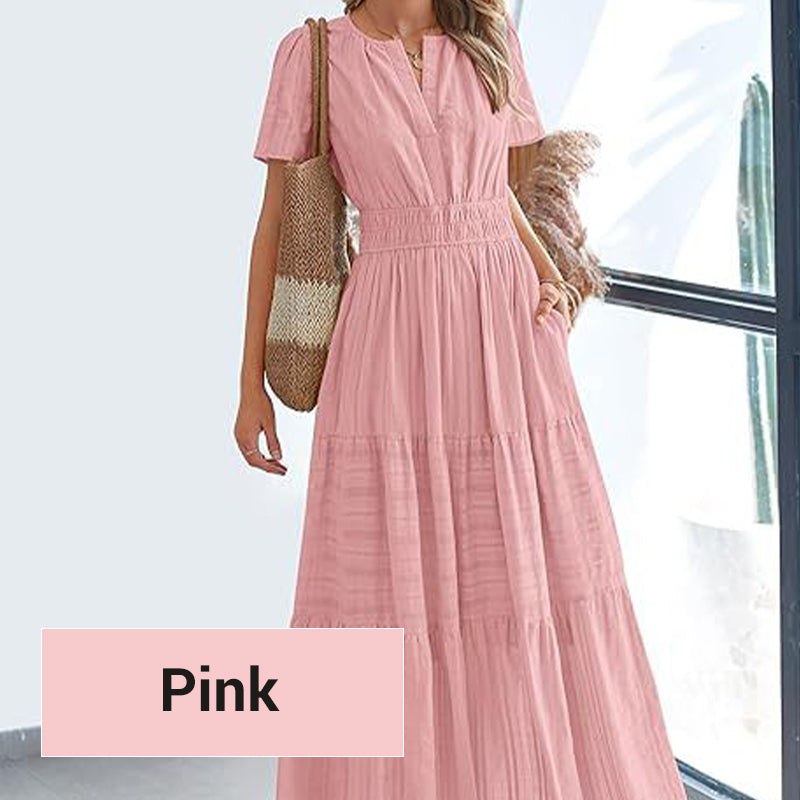 💕MEGA SALE 55% RABATT💕Böhmisch schickes Damen-Maxikleid mit gesmokter Taille