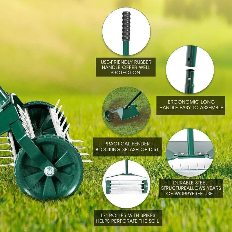 ⏳Limited-time 52% off⏰Rolling Lawn Aerator with Handle🏡🌱