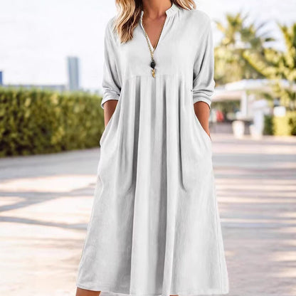 💐50 % RABATT! Neu eingetroffen 2026 – Lässiges V-Ausschnitt Midi-Kleid 🌸🆕【Limitierte Auflage】