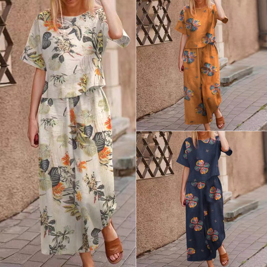 🔥✨50% Off On The Last Day ⏳⏰Women's Loose Print Top ＆ Pants 2-Piece Set