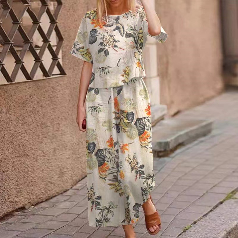 🔥✨50% Rabatt am letzten Tag ⏳⏰ Zweiteiliges Set: Locker sitzendes Oberteil und Hose mit Print für Damen
