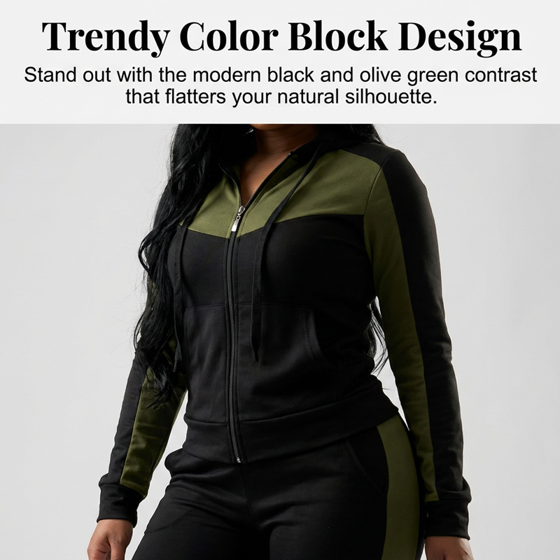 Women's 2-Piece Color-Block Tracksuit Set ✨Effortlessly Unleash Your Charm