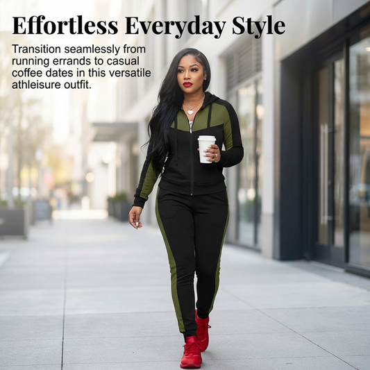 Women's 2-Piece Color-Block Tracksuit Set ✨Effortlessly Unleash Your Charm